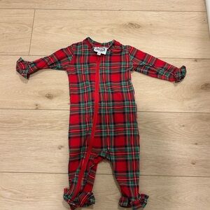 Red Plaid Kids Footie Pajamas